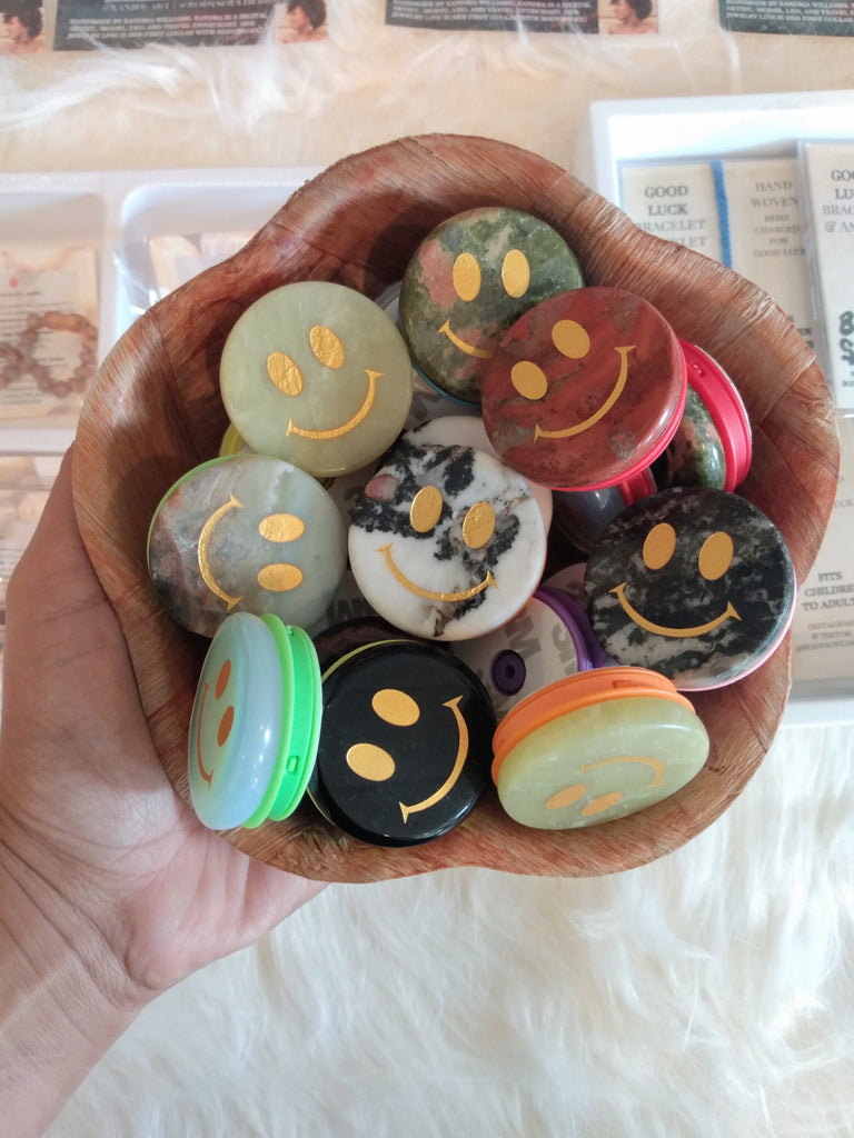Crystal Pop Sockets - Retro 70s Smiley Face