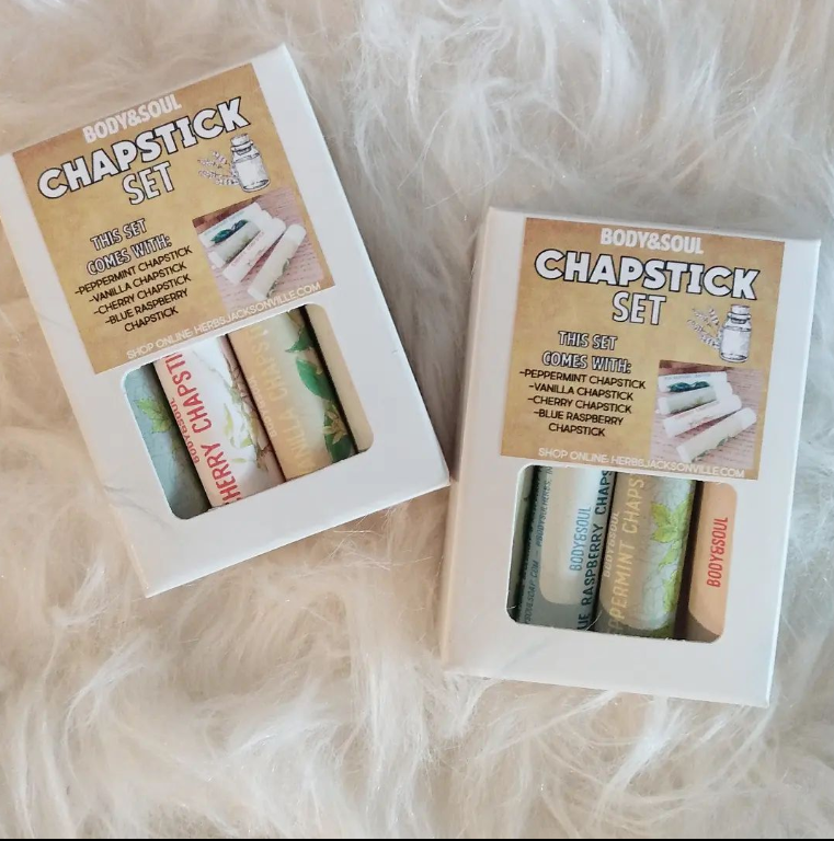 Chapstick Set- Cherry, Blueberry, Peppermint and Vanilla
