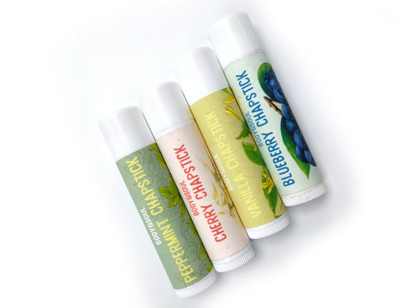 Chapstick Set- Cherry, Blueberry, Peppermint and Vanilla