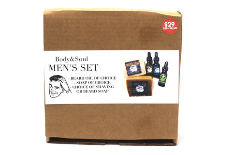 Men's Care Collection: Beard Oil, Black Soap, and Beard or Shaving Soap, Great Gift Set