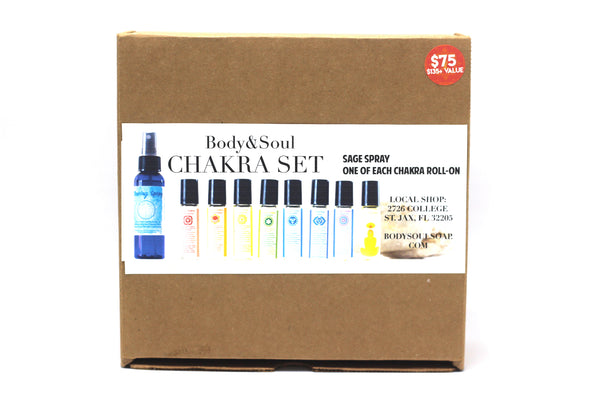 Chakra Collection: Aromatherapy Roll-Ons and Sage Spray, Great Gift Set