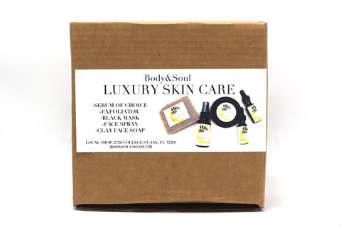 Luxury Skin Care Set: Charcoal Mask, Rose Spray, Skin Serum, Exfoliator and Skin Soap, Great Gift Set