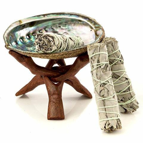 Abalone Shell and Stand - Comes with one free Sage Bundle to Smudge