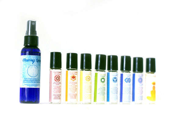 Chakra Collection: Aromatherapy Roll-Ons and Sage Spray, Great Gift Set